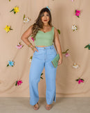 Calça Wide Leg Jeans Clara