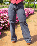 Calça Marmorizada wide leg cargo