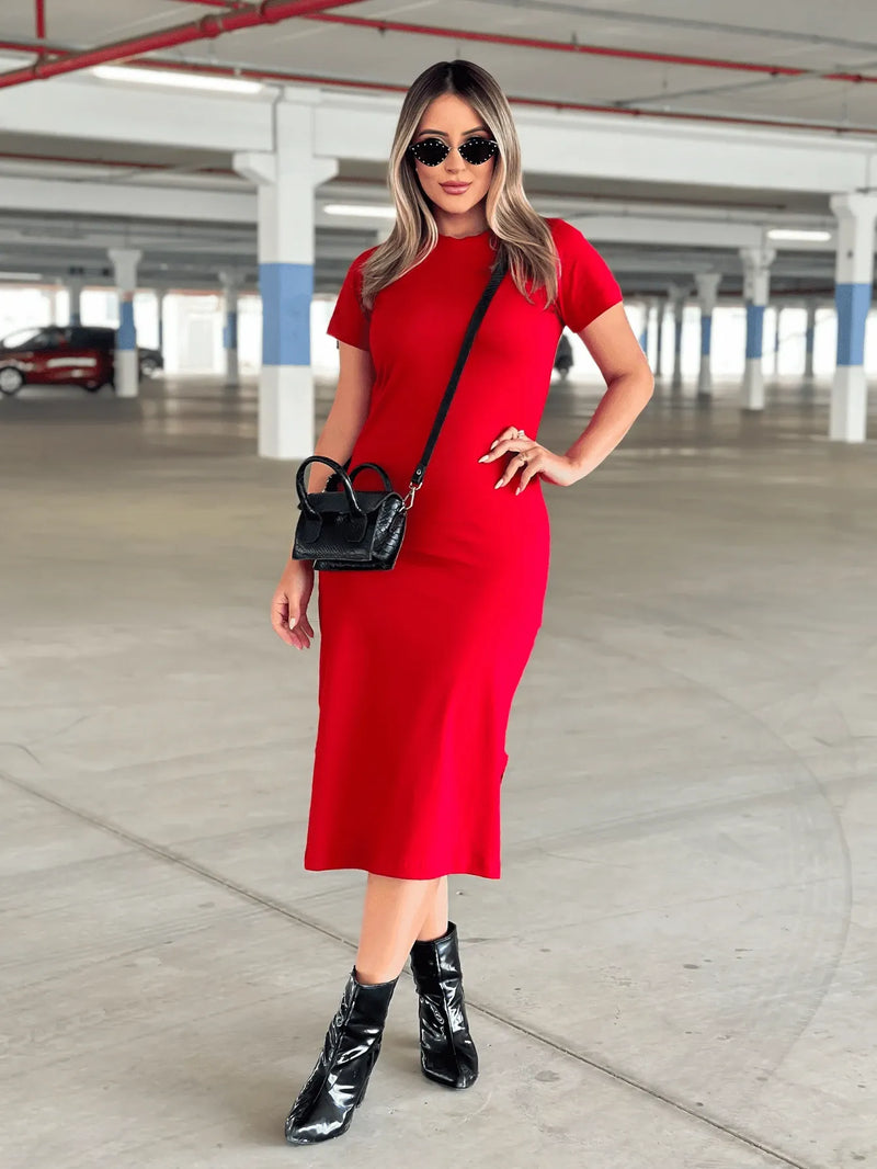 Vestido Midi Feminino 100% Algodão