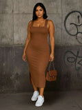 Vestido Longo com fenda lateral premium algodão sem manga